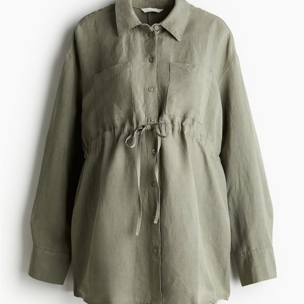 Maternity linen blend shirt in size small